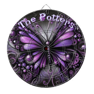 Gothic Butterfly Paarse Zwart Gepersonaliseerd Dartbord