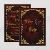 Gothic Cadre Doré Faire-Part de 17e Anniversaire (Devant / Derrière)