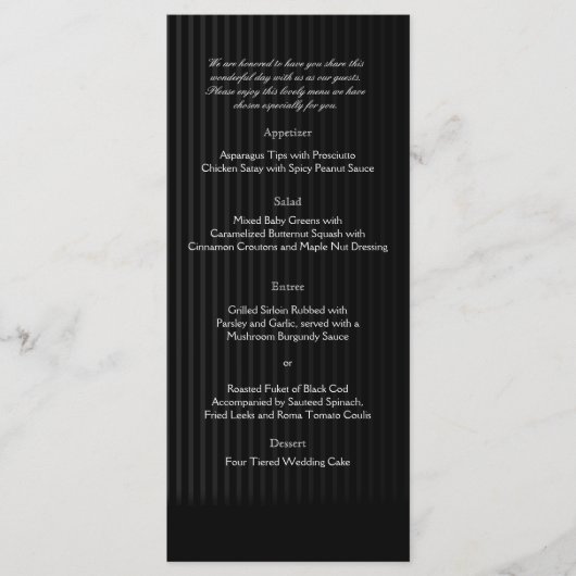 Gothic Candelabra on Black and Silver Wedding Menu (Voorkant)