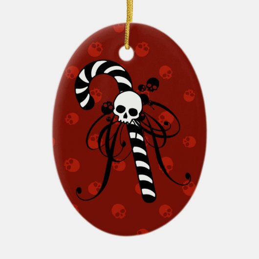 Gothic Candy Cane Keramisch Ornament (Voorkant)