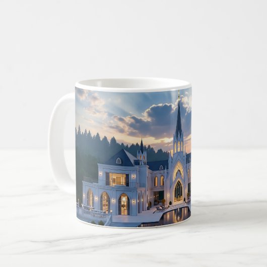 Gothic Castle at Dusk – Luxury Nature Mug Design (Devant gauche)