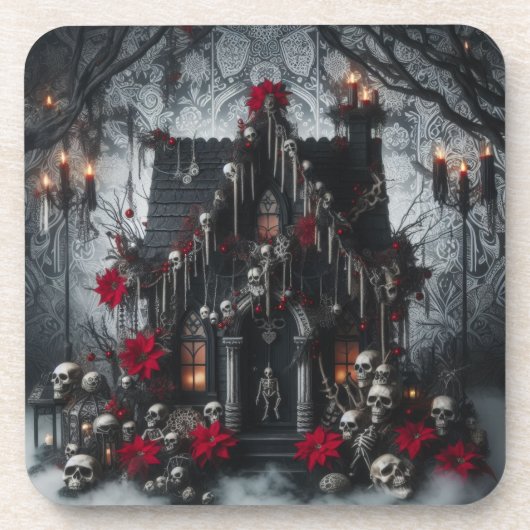 Gothic Castle Night with Skulls, Candles Dark Bier Onderzetter (Voorkant)