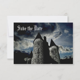 Gothic castle scène Save the Date Kaart