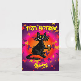 Gothic Cat Birthday Card op persoonlijke titel Kaart