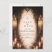 Gothic Cathedral Candlelight Wedding Save The Date (Voorkant)
