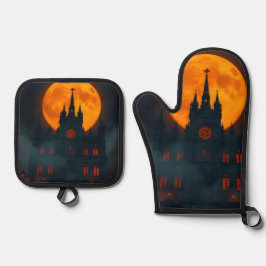 Gothic Cathedral Moon Halloween Mitt Set