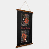 Gothic Celestial Poppies Midnight Garden Hangend Wandkleed (Gebogen)