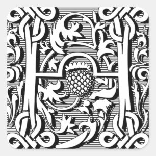 gothic celtic calligraphy renaissance monogram H Vierkante Sticker