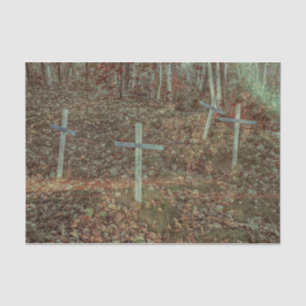 Gothic Cemetery Crosses Brown Autumn Leaves Tissuepapier