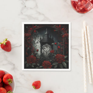 Gothic Cemetery Roos Garden met rood en zwart Servet
