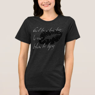 Gothic Chicks Love Zwart Lips Halloween Humor Tri-Blend Shirt