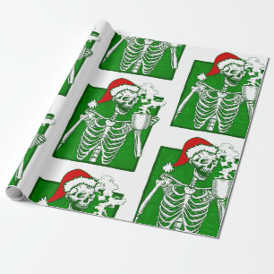 Gothic Christmas Coffee Skeleton Horror Cadeaupapier