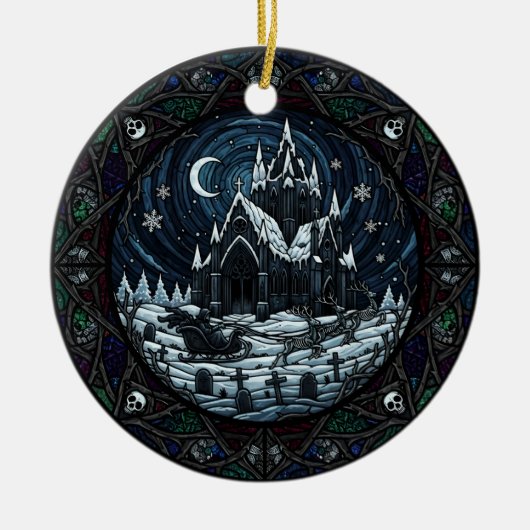 Gothic Christmas Graveyard Santa Keramisch Ornament (Voorkant)