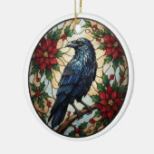 Gothic Christmas Raven Poinsettia Ceramic Ornament (Links)