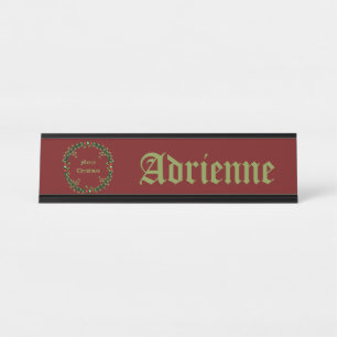 Gothic Christmas Wreath Aangepaste naam Bureau Naambordje