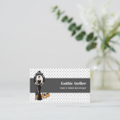 Gothic Classic Elegant Long Black Dress Mode Visitekaartje (Staand voorkant)