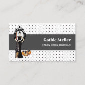 Gothic Classic Elegant Long Black Dress Mode Visitekaartje (Voorkant)