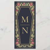 Gothic Coffin Roos Blue Wedding Menu (Achterkant)