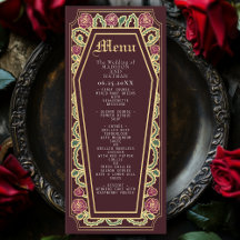 Gothic Coffin Roos Red Wedding Menu