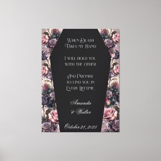 Gothic Coffin Roos Wedding Sign Canvas Afdruk (Voorkant)