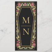 Gothic Coffin Roos Zwart Trouwmenu Menu (Achterkant)