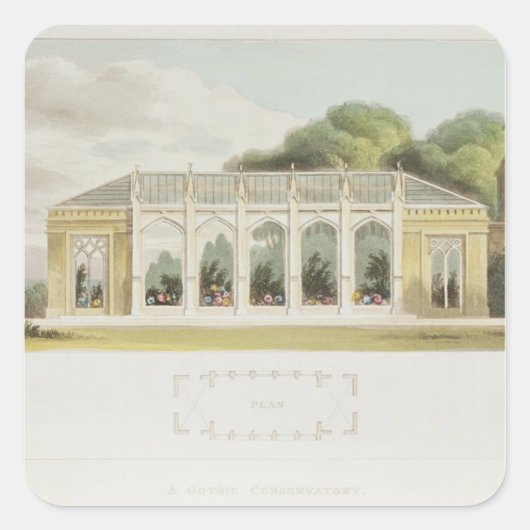 Gothic Conservatory, 1832 Vierkante Sticker (Voorkant)