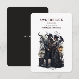Gothic Couple Dark Western Save The Date