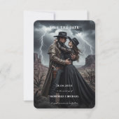 Gothic Couple Dark Western Save The Date (Voorkant)