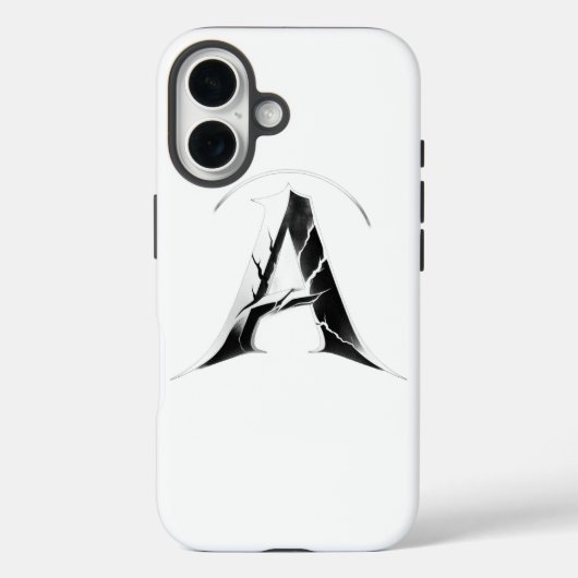 Gothic Cracked Initial A Phone Case - Dark Minimal (Achterkant)