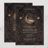 Gothic Crescent Moon Stars Baby Shower Invitation (Devant / Derrière)