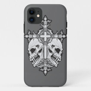 Gothic Cross met Skulls iPhone 11 Hoesje