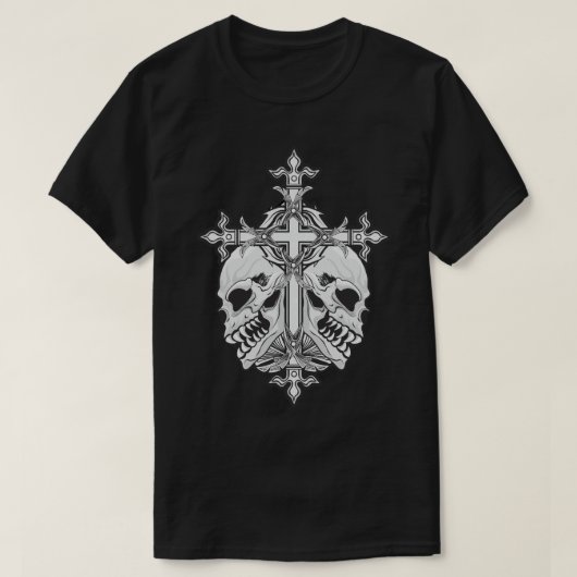 Gothic Cross met Skulls T-shirt (Design voorkant)