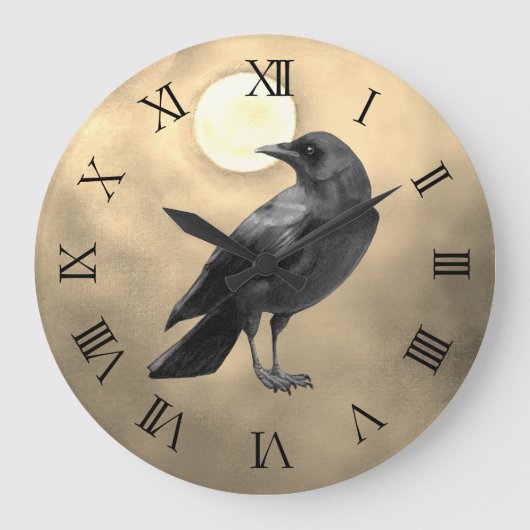 Gothic Crow Clock Grote Klok (Voorkant)