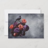 Gothic Crow Floral Bruiloft antwoordkaarten RSVP (Achterkant)