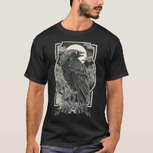 Gothic Crow Full Moon Night Geweldige Kunstwerk T-shirt