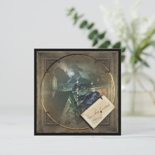Gothic Crow Halloween Invitations du parti (Debout devant)