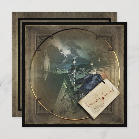 Gothic Crow Halloween Party nodigt uit Kaart (Voorkant / Achterkant)