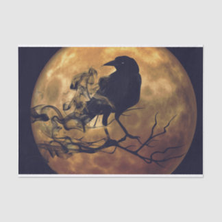 Gothic Crow Oranje Moon Decoupage Tissuepapier