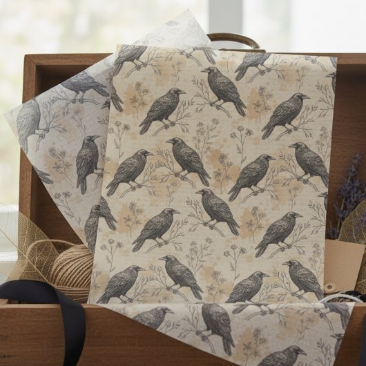Gothic Crow Pattern Decoupage Tissue Paper Tissuepapier