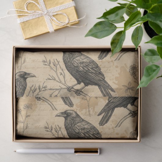 Gothic Crow Pattern Tissue Paper Tissuepapier (Geschenk)