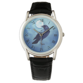 Gothic Crow Watch in Blue Horloge