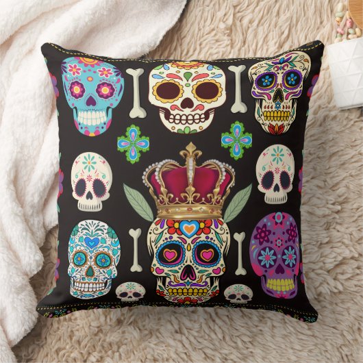 Gothic Cushion - Skulls and Bones Kussen (Deken)