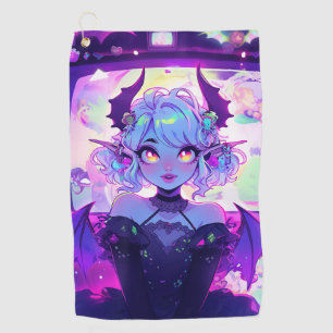 Gothic Cyberpunk Demon Fantasy Anime Girl Golfhanddoek