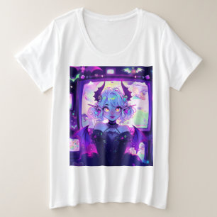 Gothic Cyberpunk Demon Fantasy Anime Girl Grote Maat T-shirt