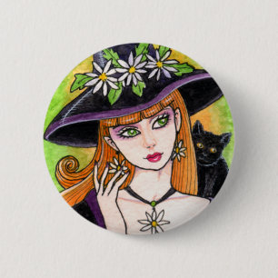 Gothic Daisy Witch Fantasy Button van Ann Howard