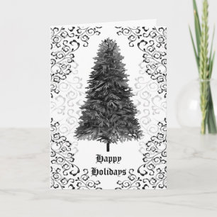 Gothic Damask Black kerstboomvakantie Kaart