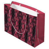 Gothic Damask Dark Pink en Black Lace Pattern Groot Cadeauzakje (Achterkant Gekanteld)