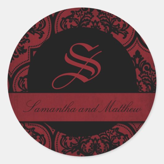 Gothic Damask Grunge Monogram Label (Voorkant)