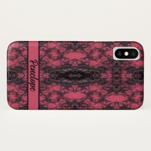 Gothic Damask Pink Lace Pattern Craft Case-Mate iPhone Case (Achterkant (horizontaal))