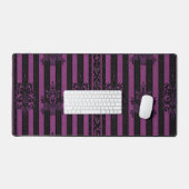 Gothic Damask Purple & Black Striped Desk Mat  (Clavier et souris)